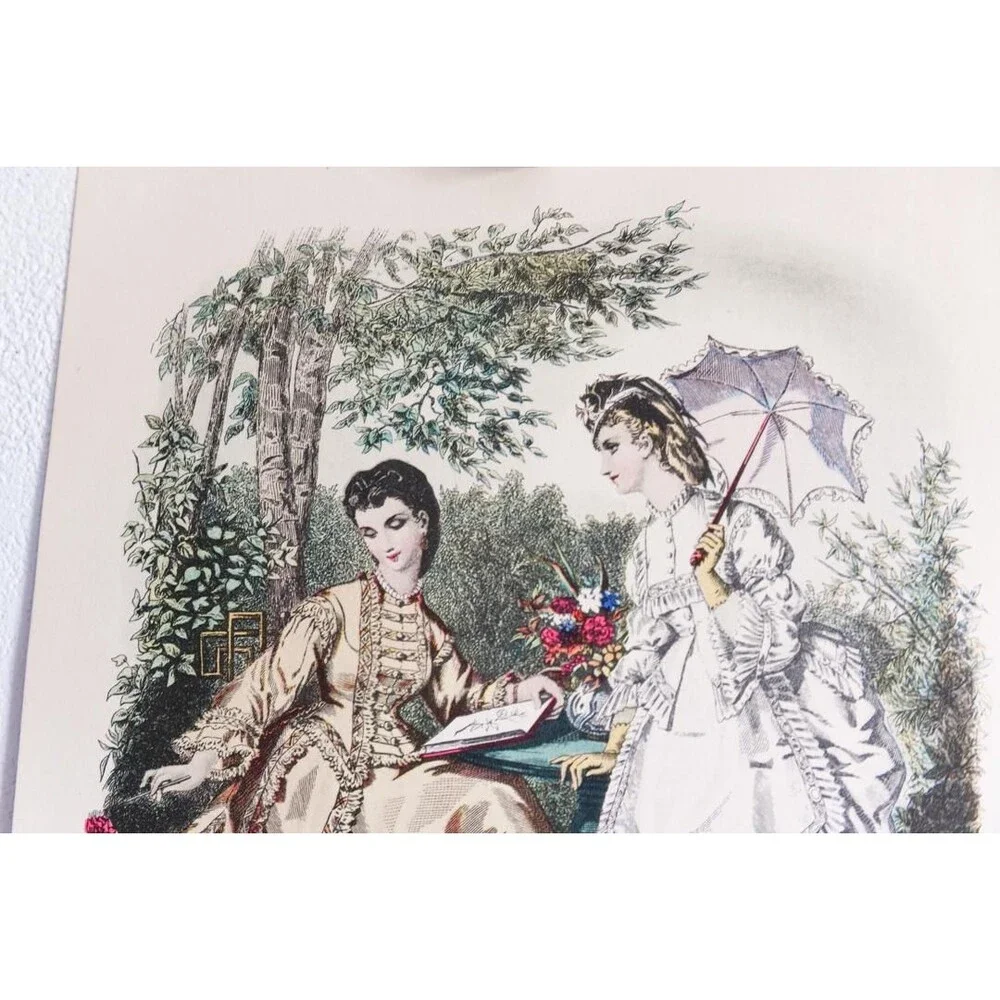 Antique French Fashion Plate Lot of 5, La Mode Illustrée 1870s, Anaïs Toudouze